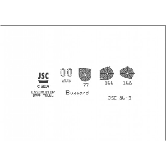 Detale laserowe do modeli BUSSARD / FALKE, U117, BV 138, BV 238 (JSC 086L) Detale laserowe do modeli BUSSARD / FALKE, U117, BV 138, BV 238 (JSC 086L)