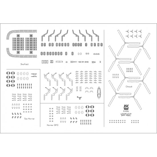 Detale laserowe do modeli SHEFFIELD, ATLANTIC CONVEYOR (JSC 409-L)