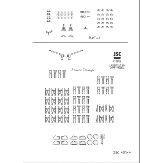 Detale laserowe do modeli SHEFFIELD, ATLANTIC CONVEYOR (JSC 409-L)