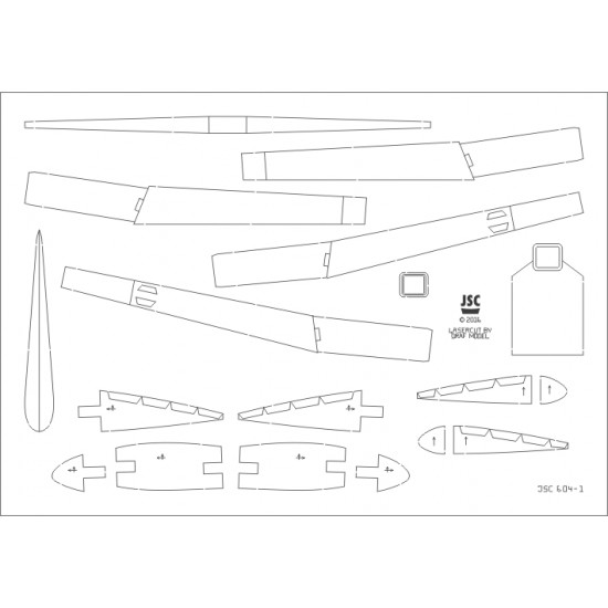 Szkielet wycięty laserem do modelu Republic P-47D THUNDERBOLT (JSC604L)