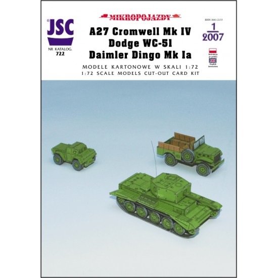 Brytyjski czołg CROMWELL VII lub CHALLENGER, Daimler DINGO, Dodge WC-51 (JSC 722)