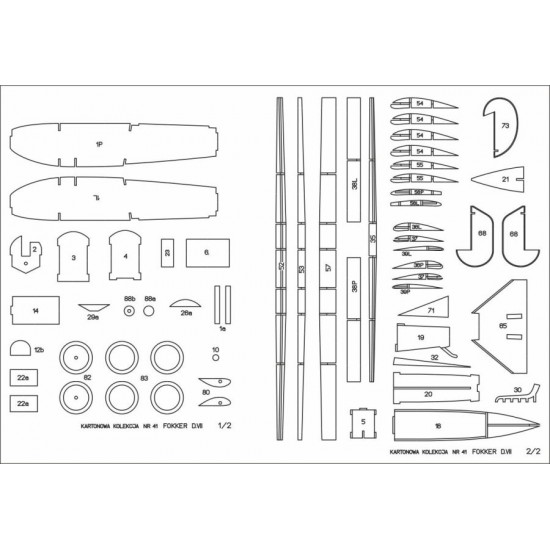 Fokker D.VII - Kartonowa Kolekcja 41L - szkielet wycięty laserem Fokker D.VII - Kartonowa Kolekcja 41L - szkielet wycięty laserem