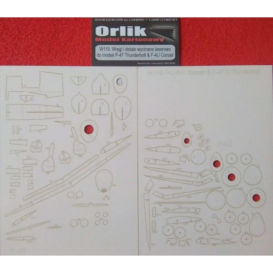 F4U-5NL Corsair & P-47D Thunderbolt (ORLIK nr 119L) szkielet wycięty laserem