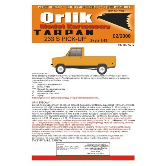 Tarpan 233 S Pick-up (Orlik A012)