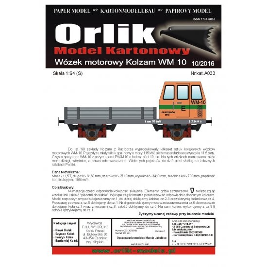 Wózek motorowy Kolzam WM 10 (Orlik A033)