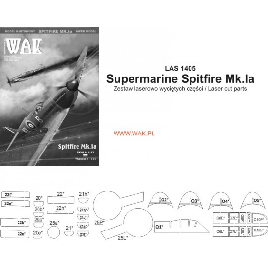 Spitfire Mk. Ia lub IIa (WAK) Elementy wycięte laserem