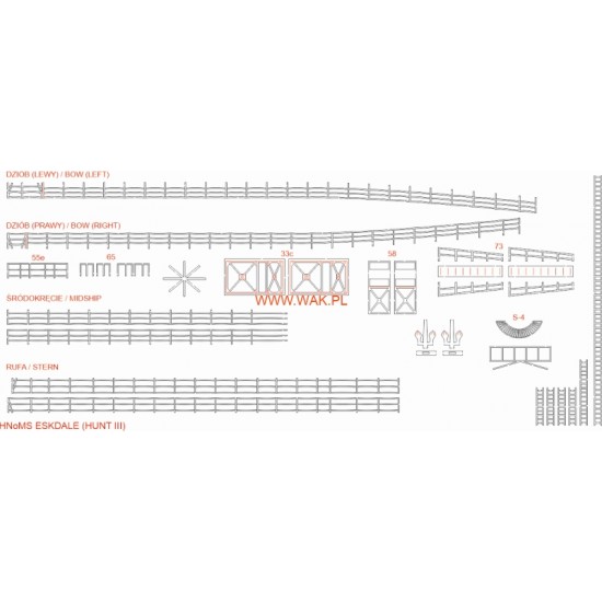 HNoMS Eskdale (WAK 1/2024-L2) Elementy wycięte laserem - relingi, detale