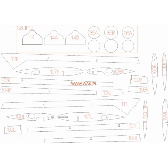 Lim-2 / SBLim-2 / Mig-15 (WAK) Elementy wycięte laserem Lim-2 / SBLim-2 / Mig-15 (WAK) Elementy wycięte laserem